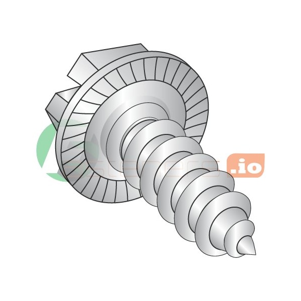 Newport Fasteners Sheet Metal Screw, #12 x 1 in, 18-8 Stainless Steel Flange Hex Head Slotted Drive, 1500 PK 186608 - main